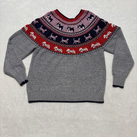 Holiday Time Fair Isle Dog Metallic Ugly Christmas Sweater Size XL (16-18) - Picture 2 of 11